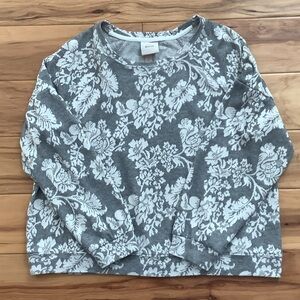 Knox Rose Gray and White Floral Knit Top L